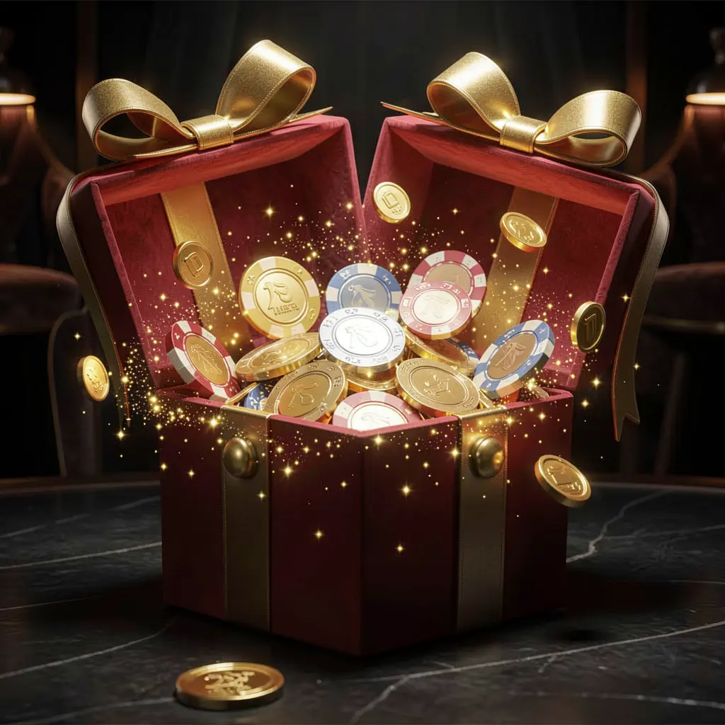 JYJLLL no deposit casino bonus concept featuring a glowing gift box filled with free casino chips and golden coins against a luxury dark background with magical sparkle effects creating an exciting reward atmosphere JYJLLL no deposit casino bonus concept featuring a glowing gift box filled with free casino chips and golden coins against a luxury dark background with magical sparkle effects creating an exciting reward atmosphere
